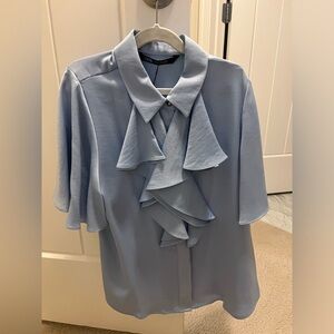 Zara satin ruffle shirt